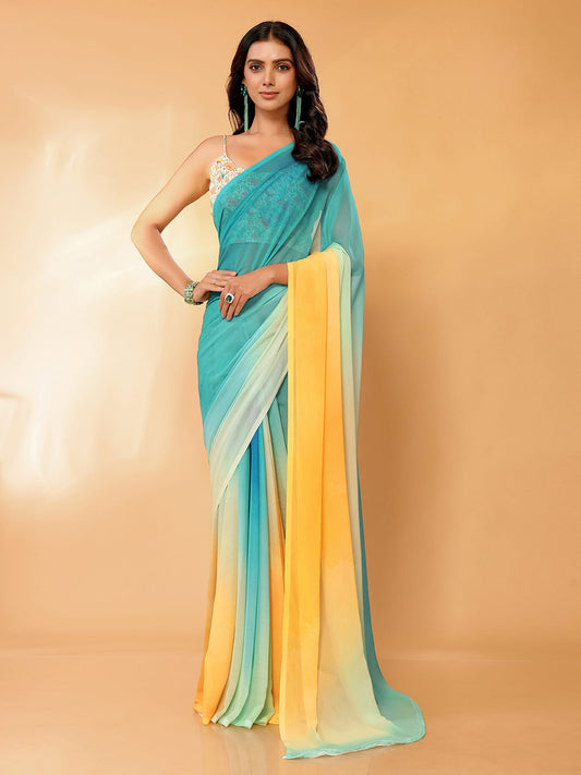 Janasya Multicolor Georgette Ombre Printed Grab2Buy
