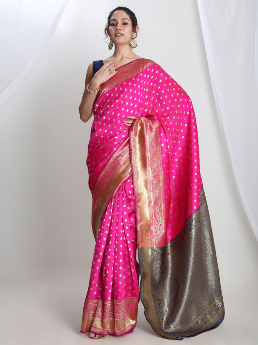Janasya Pink Silk Blend Ethnic Motifs Jacquard Grab2Buy