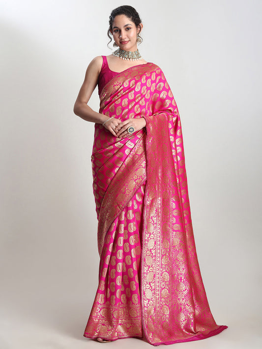 Janasya Pink Silk Blend Paisley Jacquard Grab2Buy