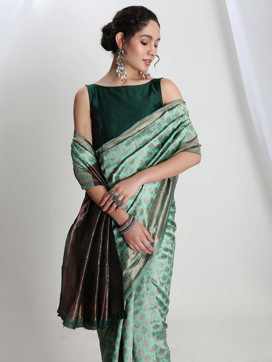 Janasya Light Green Silk Blend Ethnic Motifs Jacquard Grab2Buy