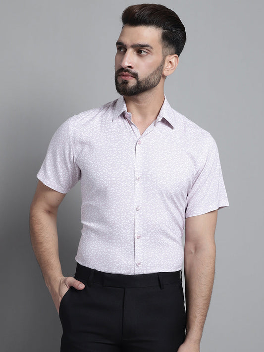 Jainish Men's Printed Formal Shirt - Purple