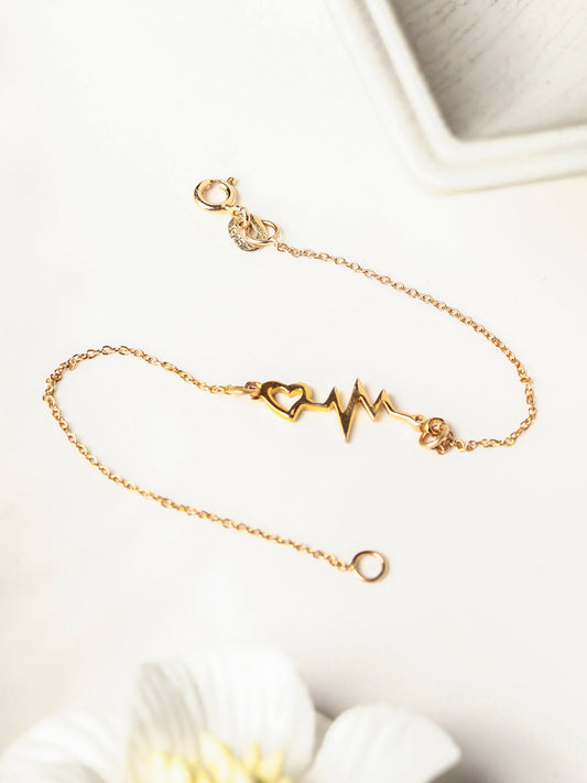 Priyaasi Women Rose Gold Heartbeat Sterling Silver Bracelet