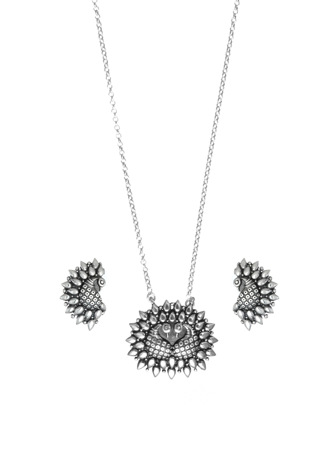 Priyaasi Women Oxidised Silver Peacock Jewellery Set - Grab2buy