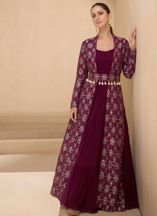 Vegaa Fashion Wine Brocade Jacquard Indo Western Suit Grab2Buy Vegaa Fashion Grab2Buy