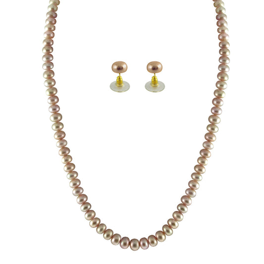 J Pearls Single Line Pink Pearl Set - Real Pearl Jewelry - Grab2buy