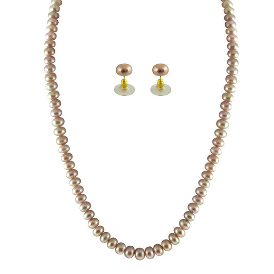 J Pearls Single Line Pink Pearl Set - Real Pearl Jewelry - J Pearls