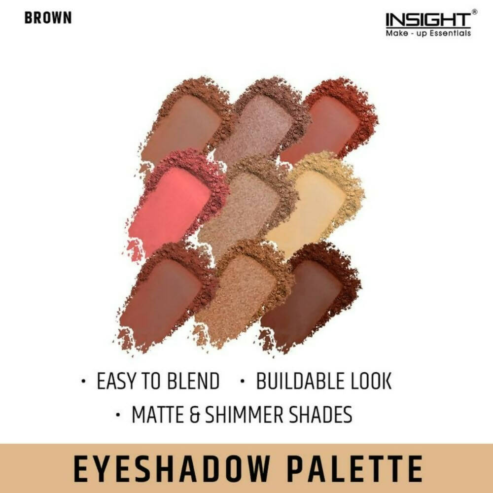 Insight Cosmetics 9 Color Eyeshadow Pallate - Brown - Grab2buy