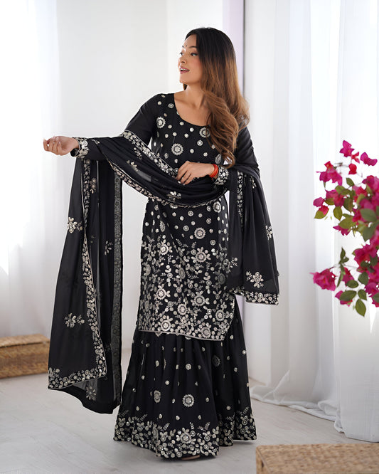 Lehenga Mart Designer Sharara Suit for women - Black