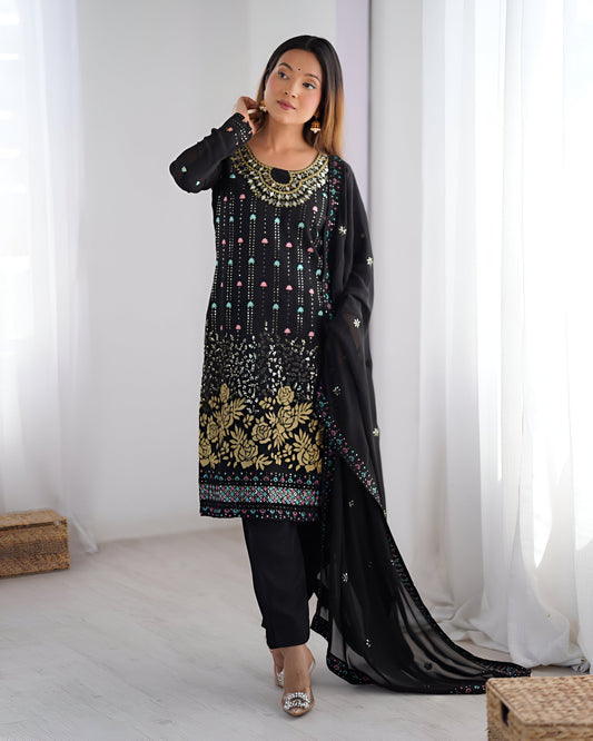 Lehenga Mart Designer Salwar Suit for Women or Girls - Black