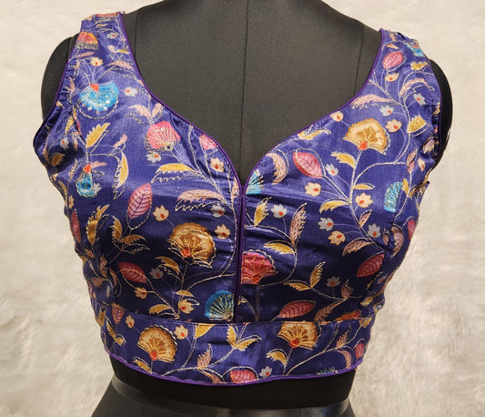 Kia Fashions Purple - Eggplant Sequins & Zari Embroidered Readymade Blouse