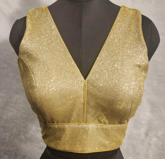 Kia Fashions Gold Lustre Dual Tone Glitter Fabric Readymade Blouse