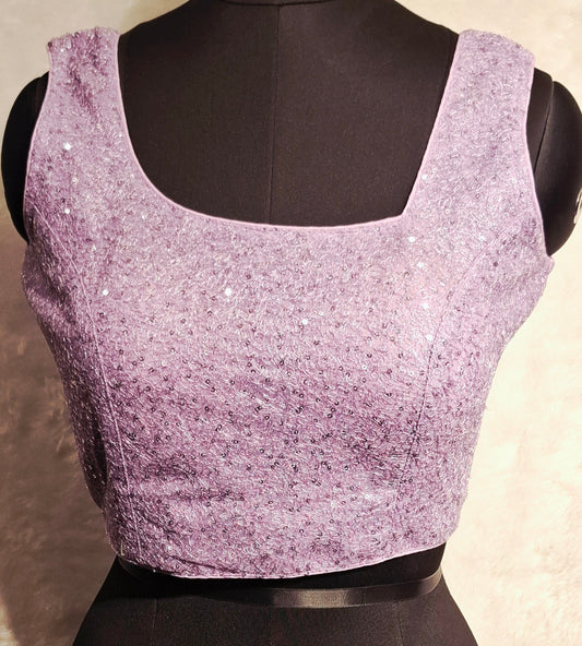 Kia Fashions Lilac All Over Silver Sequins Readymade Blouse