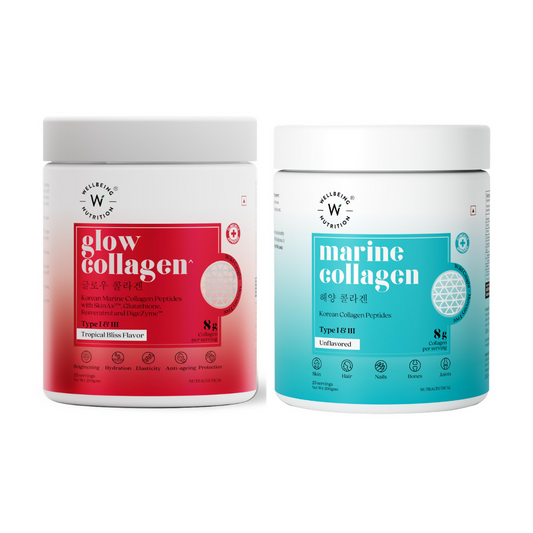 Wellbeing Nutrition Glow Korean Marine Collagen Peptides Tropical Bliss Flavor & Unflavored Combo Grab2Buy Wellbeing Nutrition Grab2Buy