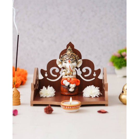 Grab2Buy Brown Decorative Beautiful Wooden Pooja Temple