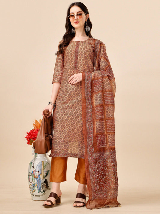 Floral Printed Kurta With Pant And Dupatta Set, Multicolor - Hiral Fashion