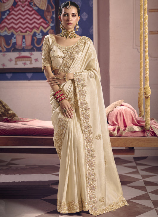 Vegaa Fashion Cream Silk Embroidered Wedding Wear Grab2Buy Grab2Buy Vegaa Fashion Grab2Buy