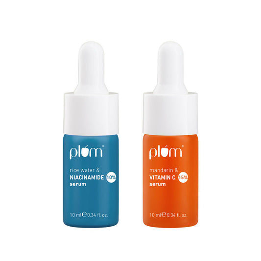 Plum Glow & Clarify Serum Travel Combo - 15% Vitamin C + 10% Niacinamide Face Serum Grab2Buy Plum Grab2Buy