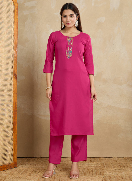 Prazu Fashion Pink Printed Cotton Blend Kurta Pant Set
