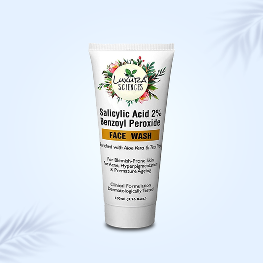 Luxura Sciences Salicylic Acid 2% Face Wash with Niacinamide, Benzoyl Peroxide, Aloe Vera & Tea Tree