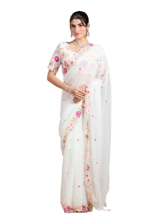 Vamika Embroidery Cream Georgette Bollywood Grab2Buy Grab2Buy Vamika Grab2Buy
