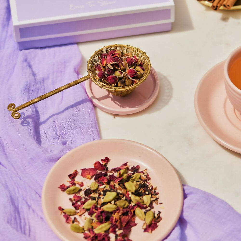 The Herb Boutique Fleur Brass Tea Strainer - Grab2buy