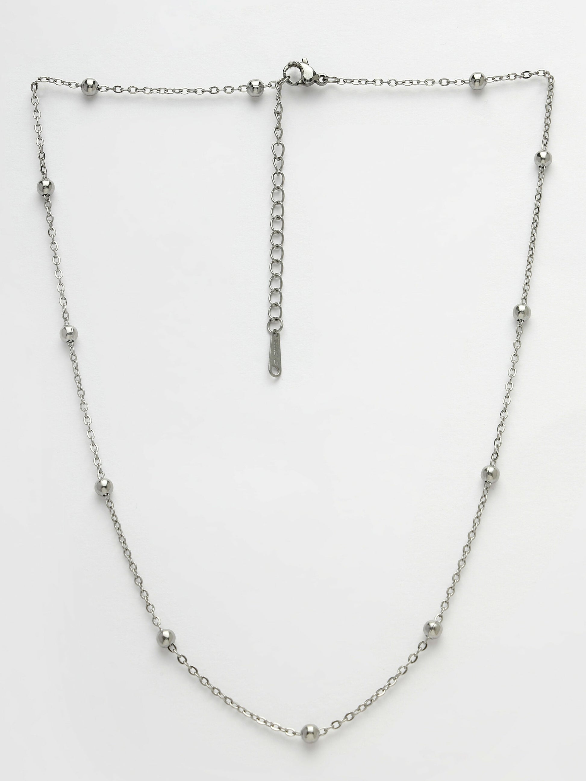 NVR Women's Silver-Toned Artificial Beads German Silver Oxidised Chain - Grab2buy