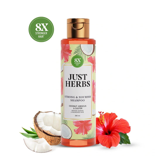 Strong & Nourish Shampoo | Coconut, Hibiscus, Castor & 11 Herbs - 200ml