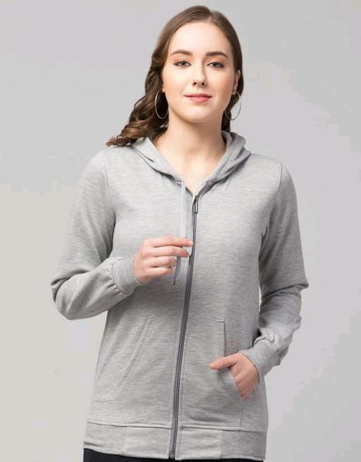 PAVONINE Silver Color Casual Winter Wear Hoodie Sweatshirt For Girls
