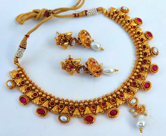 Kemp Antique Pink & White Necklace Set - Grab2buy