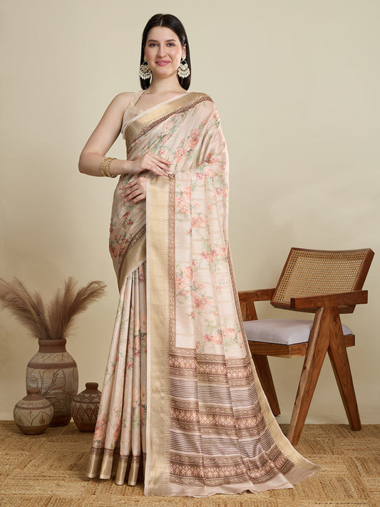Vedant Vastram Cotton Silk Fancy Jacquard Bollywood Grab2Buy - Cream Grab2Buy Vedant Vastram Grab2Buy