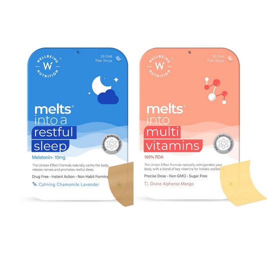 Wellbeing Nutrition Melts Restful Sleep & Melts Into Multivitamins Oral Strips Combo Grab2Buy Wellbeing Nutrition Grab2Buy