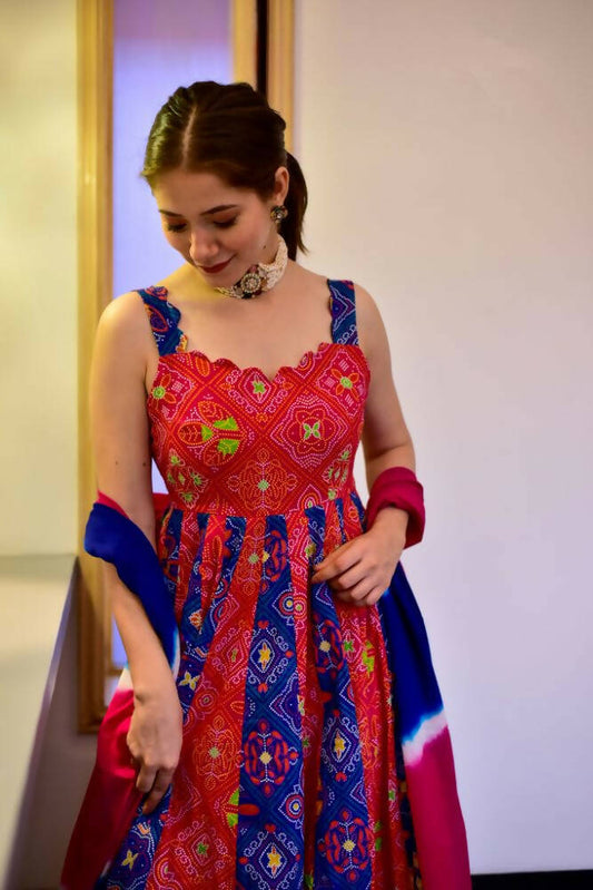 Partywear Designer Green Yellow Pure Maslin Gown - Anbazaar - Grab2buy