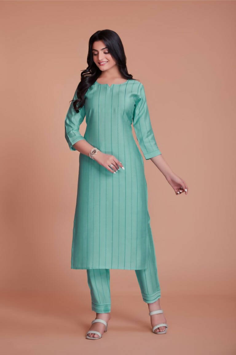 Aastha Fashion Women's Sky Blue Viscose Solid Kurti with Bottom - Grab2buy