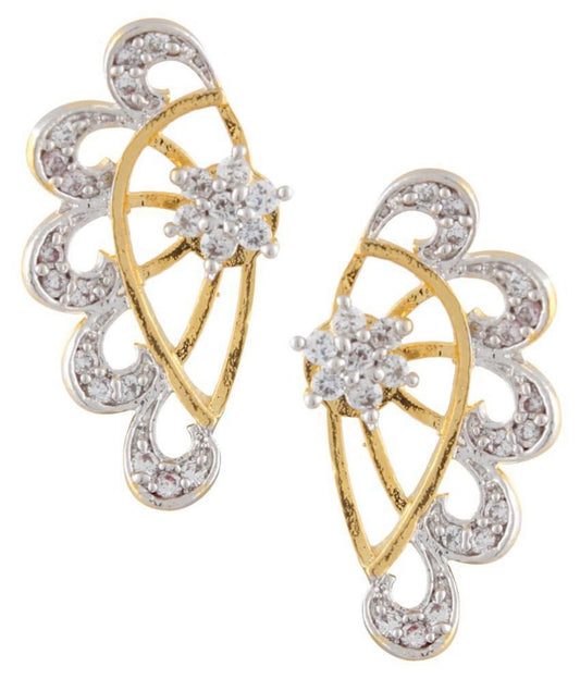 Gold-Plated Alloy American Diamond Small Earrcuff - The Pari - Grab2buy