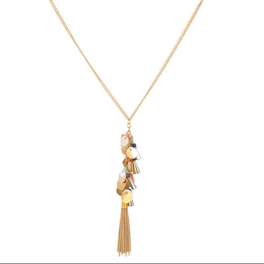 Gold-Polished Alloy Long Multi Chain Necklace - The Pari | Swadesiicart