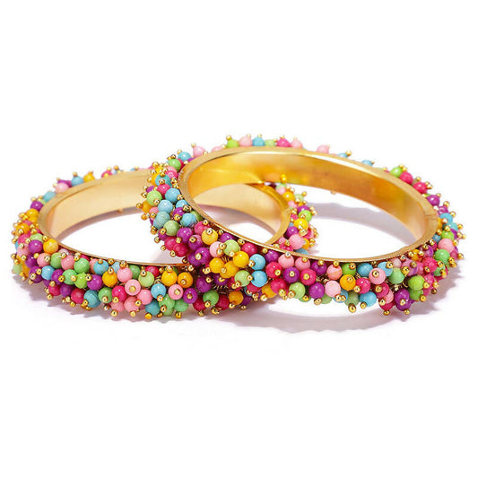 Mominos Fashion Joharkamal Gold-Polished Multi Beads Work Bangles | Grab2Buy