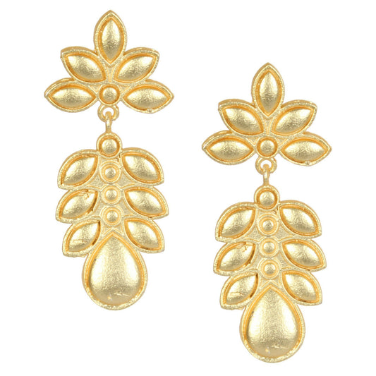 Joban Fashion Women Matte Gold Brass Earrings | Swadesiicart