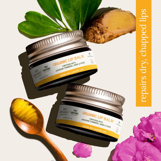 Organic Lip Balm Fortified with Lakadong Turmeric, Ghee & Rose