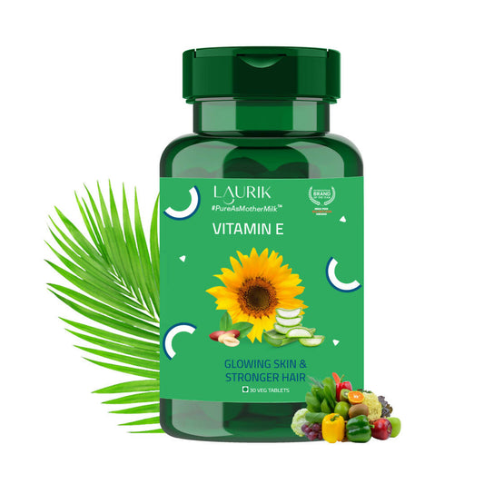 Laurik Plant Based Natural Vit-E Tablets For Glowing Skin & Health Care With Sunflower Oil, Aloe Vera Oil & Argan Oil