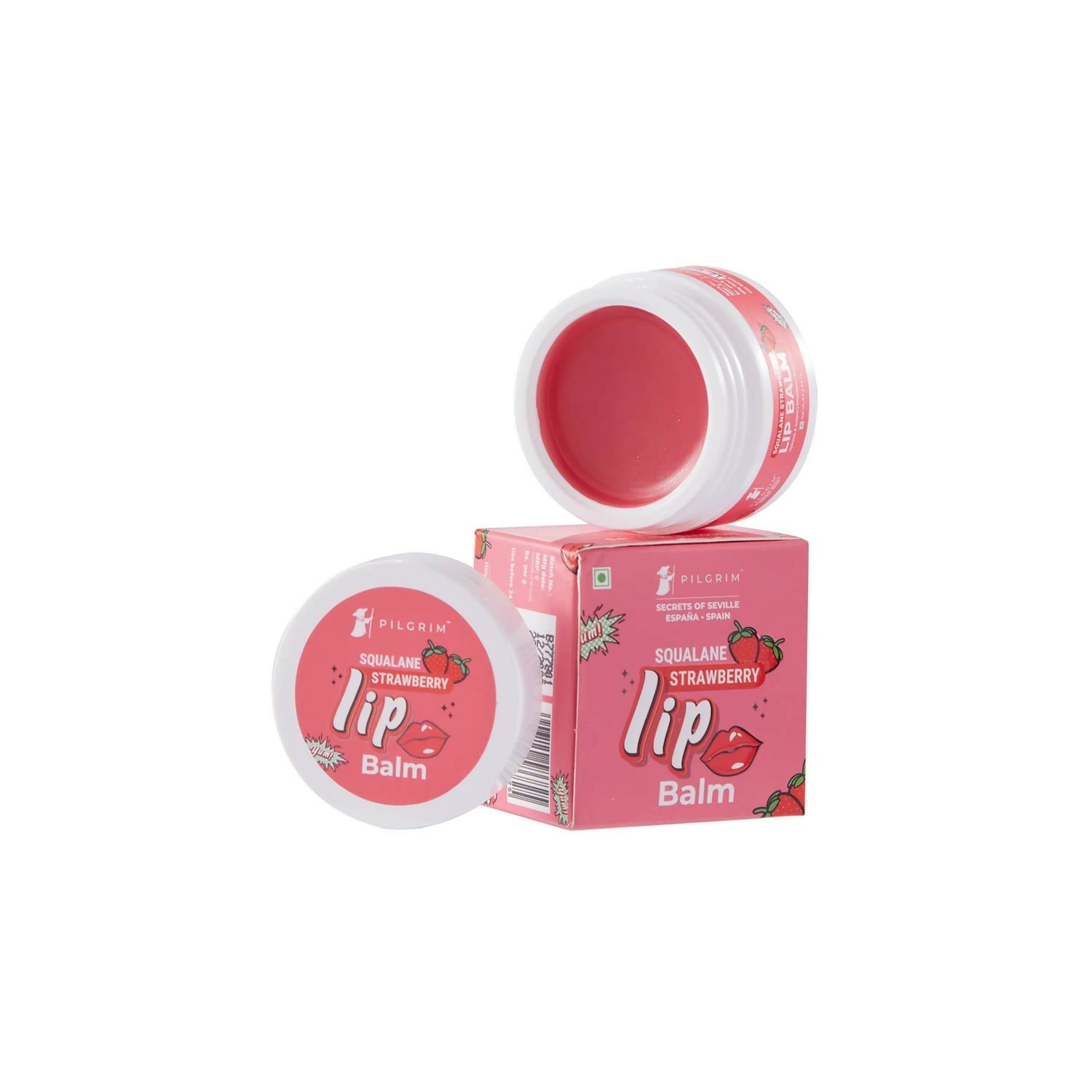 Pilgrim Spanish Lip Balm (Strawberry) For Dark Lips, Soothing & Hydrating Dry & Chapped Lips - Grab2buy