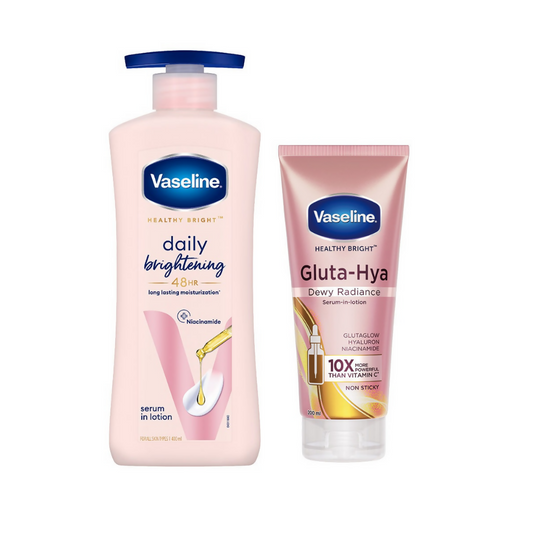 Vaseline Healthy Bright Daily Brightening Body Lotion & Gluta-Hya Dewy Radiance Serum-In-Lotion Combo | Grab2Buy