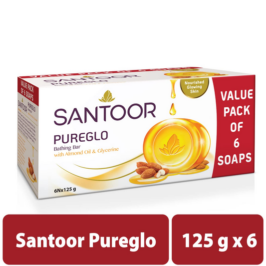 Santoor PureGlo Glycerine Soap with Almond Oil And Glycerine Grab2Buy Santoor Grab2Buy