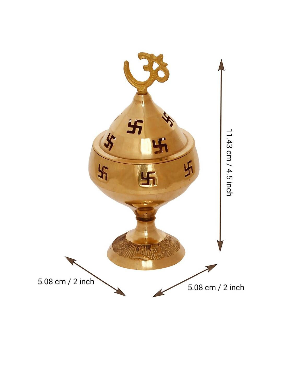 eCraftIndia Gold-Toned Om and Swastik Brass Diya - Grab2buy