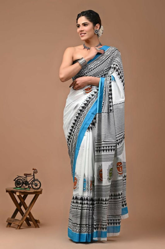 Exclusive Collection Black White Beautiful Mulmul Cotton Grab2Buy