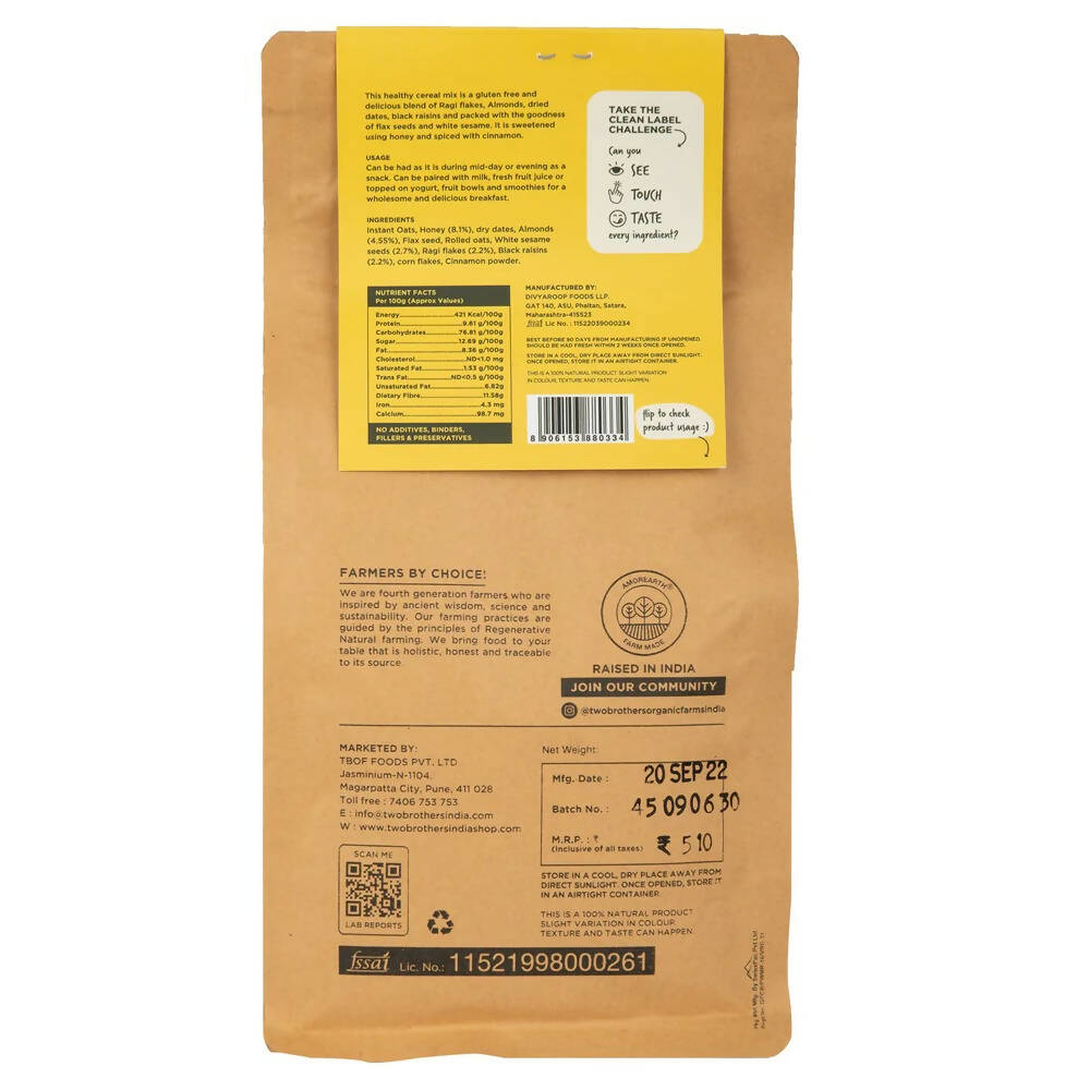 Two Brothers Organic Farms Ragi Almond Crunchy Cereal Mix - Distacart