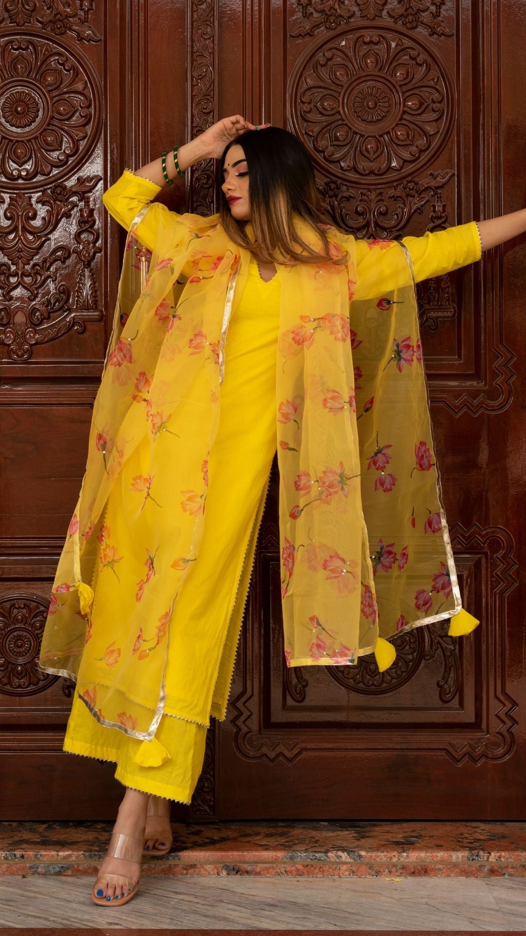 Pomcha Jaipur Buttercup Yellow Suit Set - Grab2buy