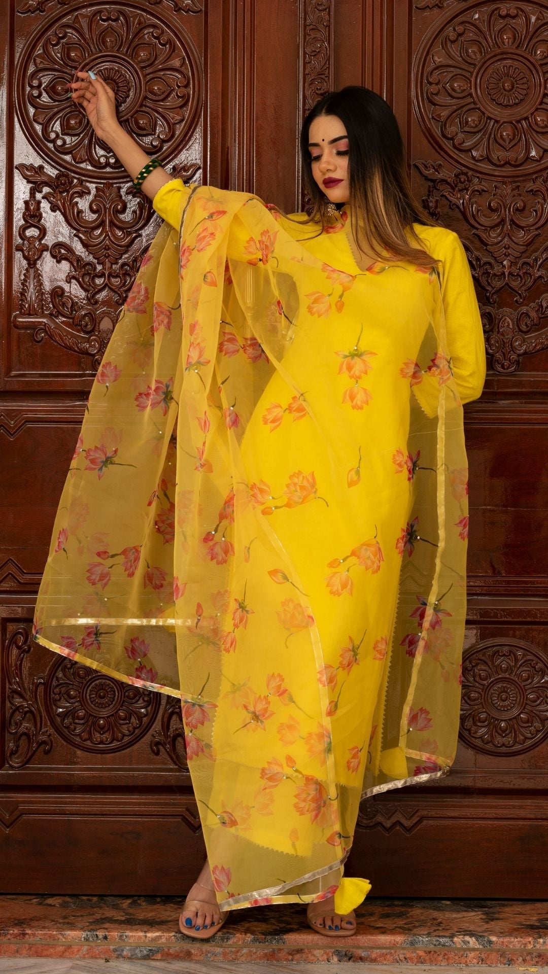 Pomcha Jaipur Buttercup Yellow Suit Set - Grab2buy