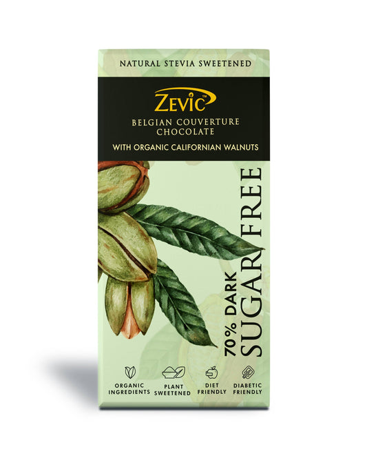 Zevic 70% Dark Belgian Couverture Chocolate with Organic Californian Walnuts Grab2Buy Zevic Grab2Buy