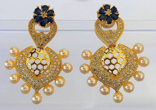 Ad Designer Earrings with Blue Stone - Grab2buy