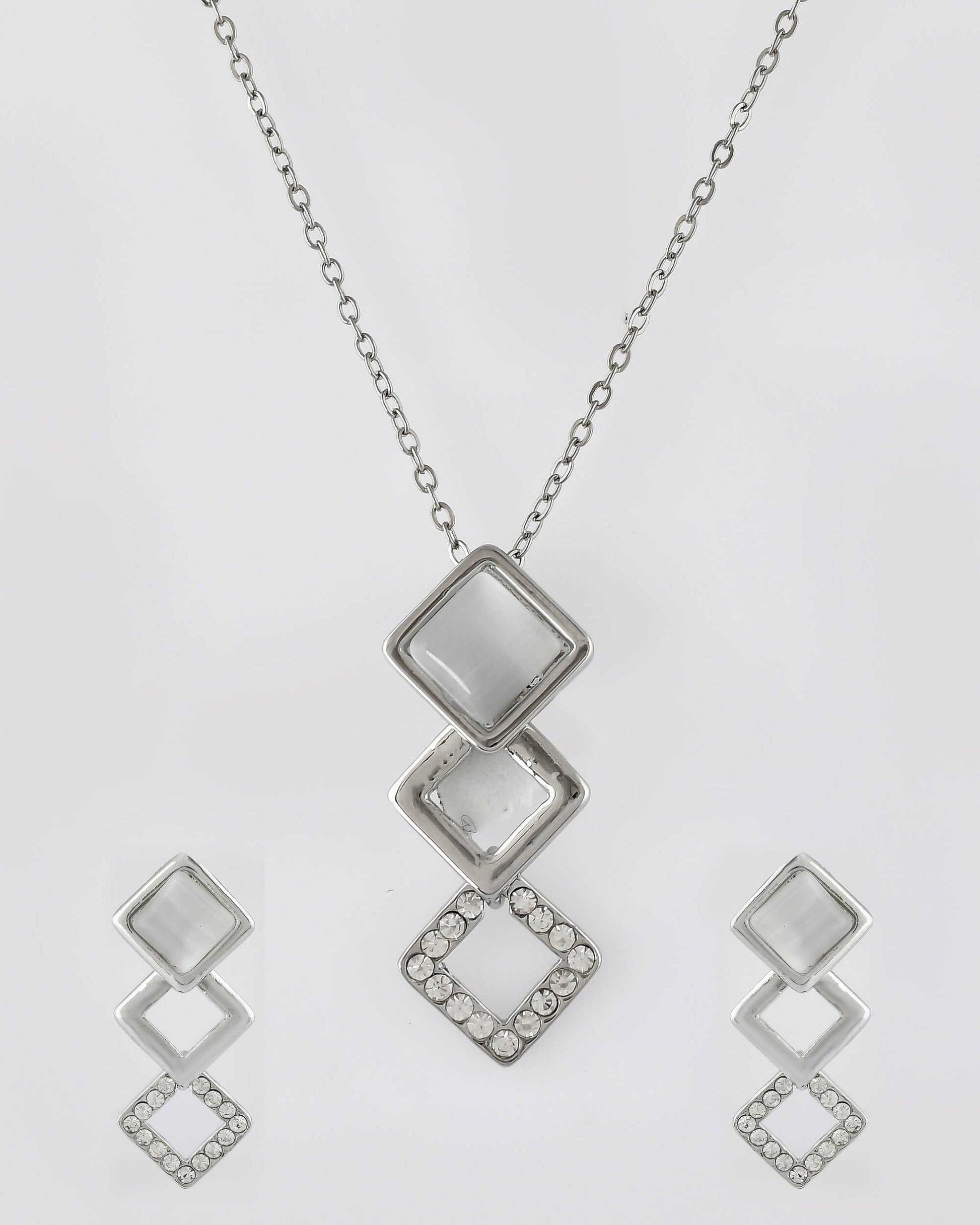 VOJ Stainless Steel Silver Silver Jewellery Set (Pack of 2) - Grab2buy